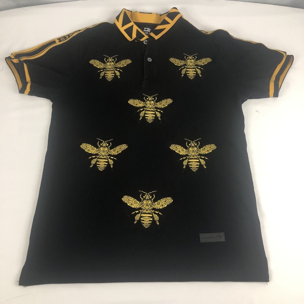Mens Damati Los Angeles Black And Yellow With Bees  Polo Shirt Meduim.